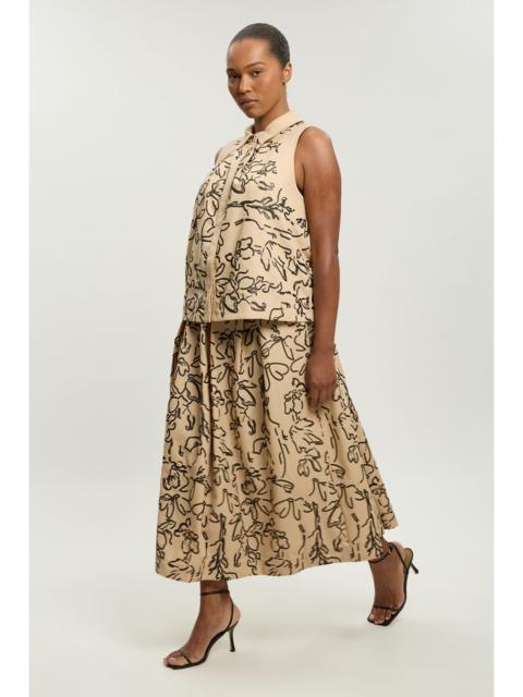 KAREN MILLEN Plus Size Linen Matte Sequin Midi Skirt