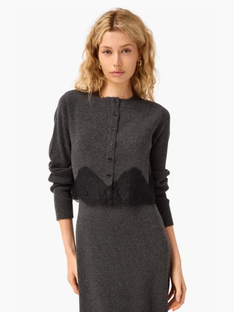CAMI NYC ROXIE CROPPED KNIT CARDIGAN CARBON