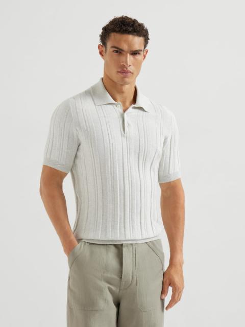 Brunello Cucinelli Cotton jacquard rib knit polo shirt