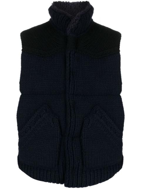 sacai padded tricot wool gilet