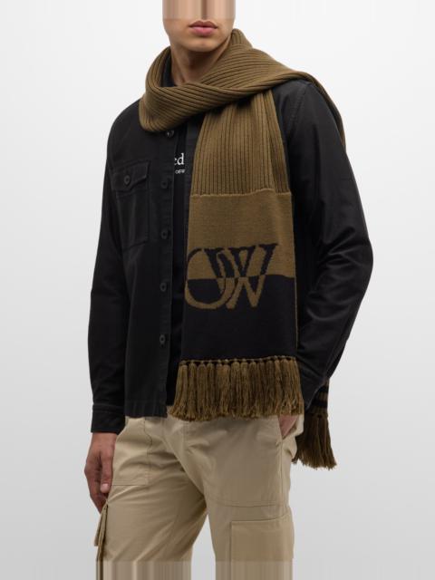 Off-White Men's OW Logo Wool Knit Scarf