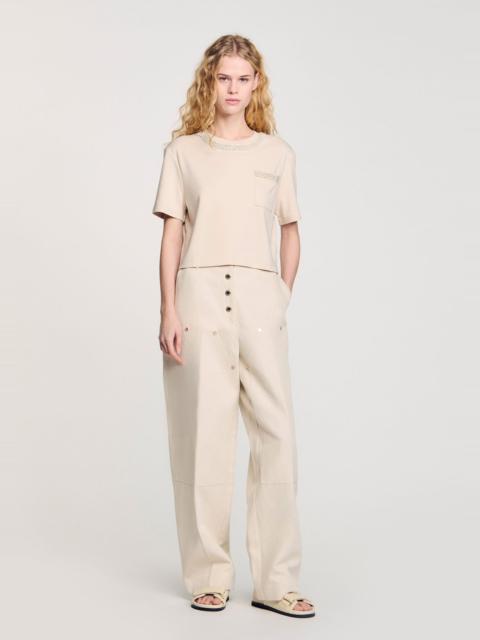 Sandro T-SHIRT WITH RHINESTONE DETAILS