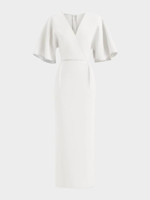 MATICEVSKI Benefit Flutter-Sleeve Midi Dress