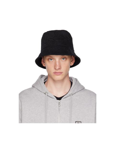 Black Crinkled Denim Bucket Hat