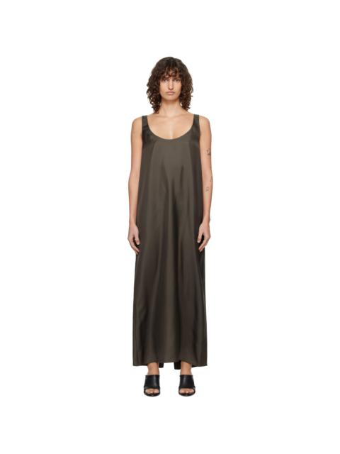 RÓHE Brown Silk Scoop-Neck Maxi Dress