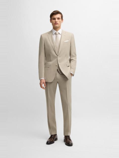 BOSS SLIM-FIT THREE-PIECE SUIT IN PATTERNED WOOL