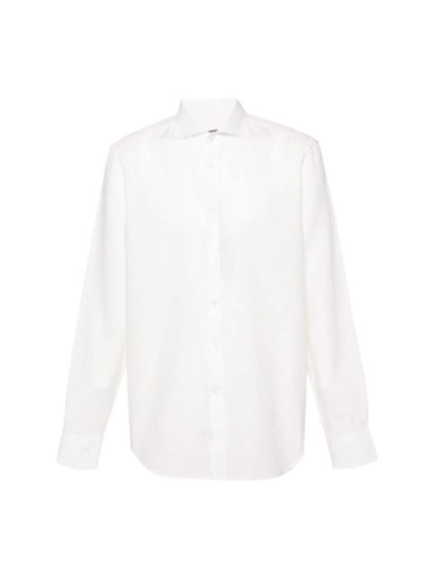 spread-collar linen shirt