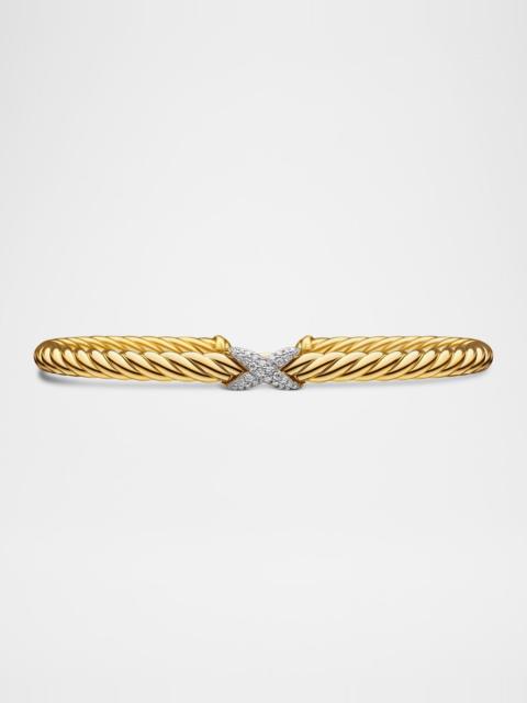 DAVID YURMAN 18k Gold Diamond-X Cablespira Bracelet