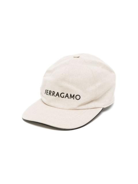 FERRAGAMO logo-leather canvas cap