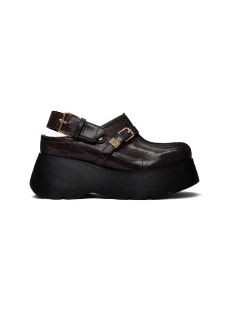 GANNI Brown Platform Clog Loafers