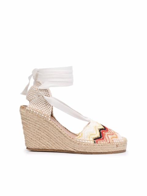 woven jacquard wedge sandals