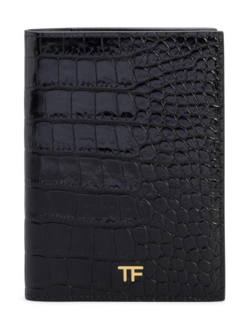 TOM FORD TF Croc-Embossed Leather Passport Holder