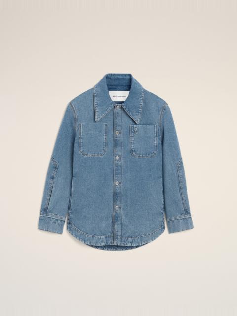 AMI Paris BLUE COTTON AMI DE COEUR WORKER WORKER OVERSHIRT