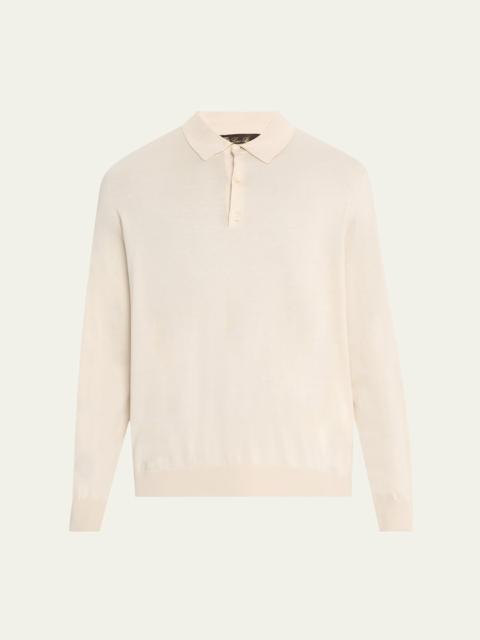 Loro Piana Men's Loro Island Cotton Giza Long-Sleeve Polo Shirt