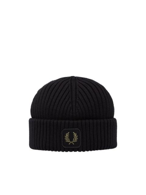 Fred Perry ribbed cotton beanie hat