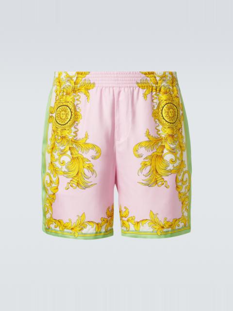 VERSACE Printed silk shorts