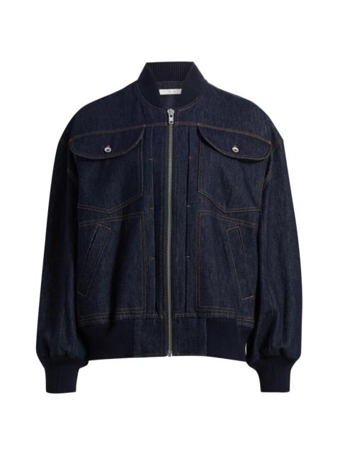 CO Women's Denim Cotton Bomber Jacket - Indigo