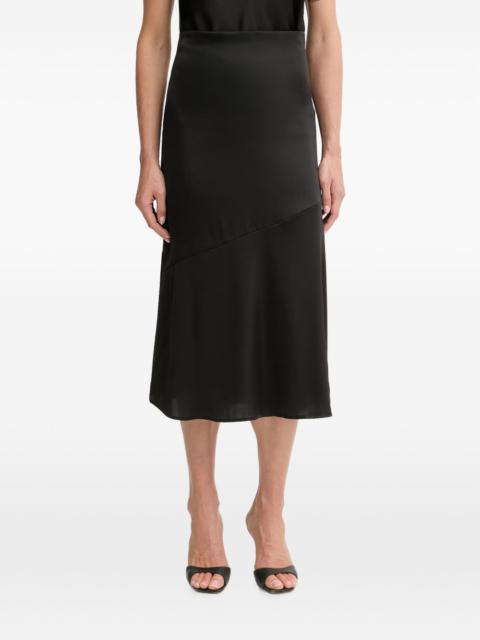 GUESS USA satin-finish asymmetric-seam midi skirt