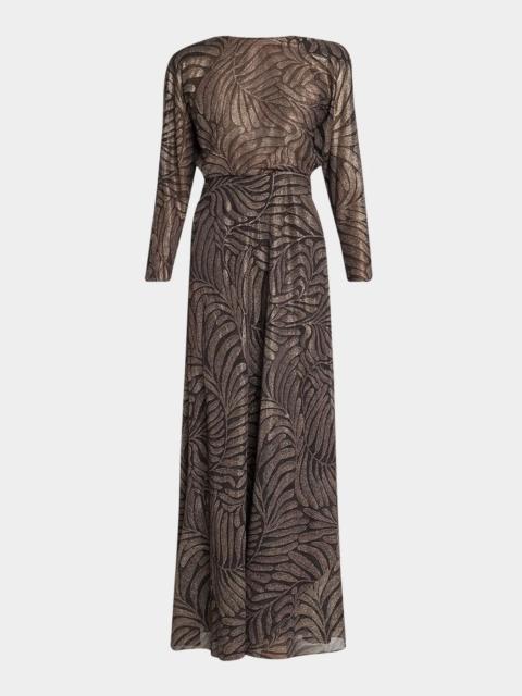 Ralph Lauren Shannen Foiled Chiffon Evening Dress