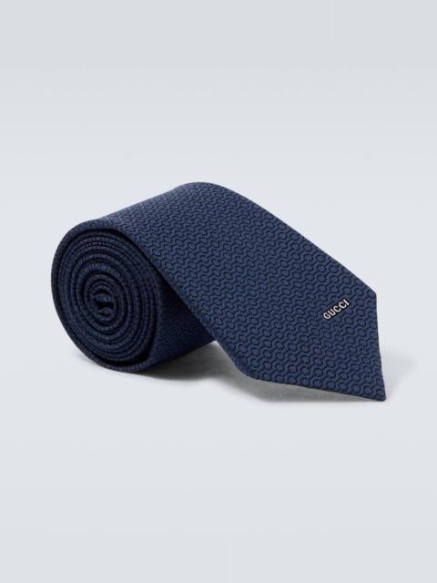 GUCCI Horsebit silk jacquard tie