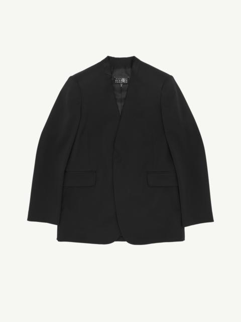 Collarless Tailoring Wool Suit Jacket