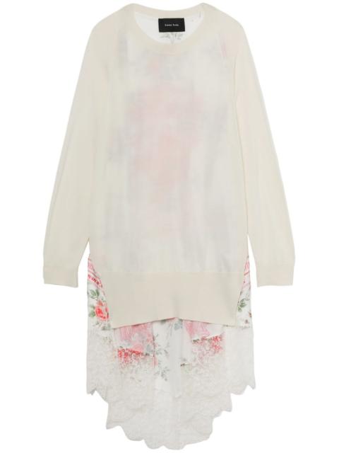 Simone Rocha panelled asymmetric lace-trim top