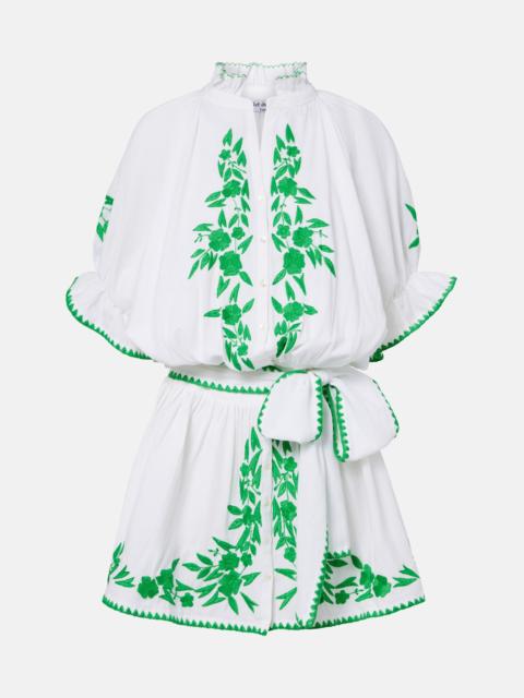 juliet dunn Embroidered cotton and linen minidress