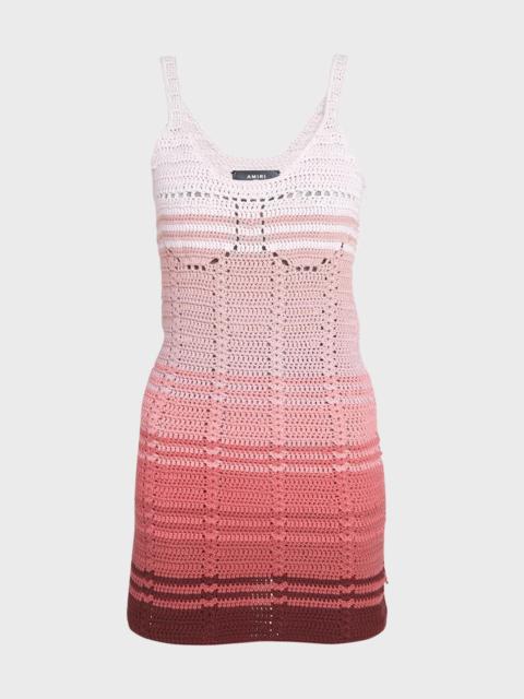 AMIRI Sunset Ombre Crochet Sleeveless Bustier Mini Dress