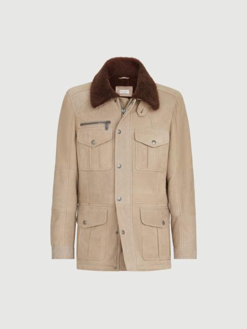 Brunello Cucinelli Waxed shearling safari jacket