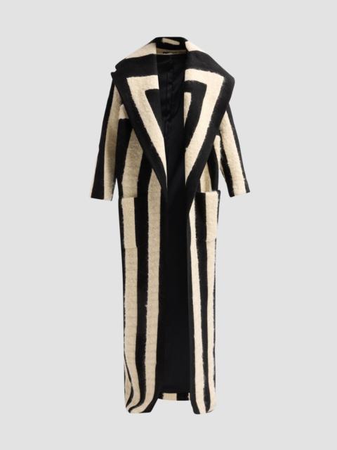 Sergio Hudson Women's Striped Seam Mohair-Wool Long Coat - Black White