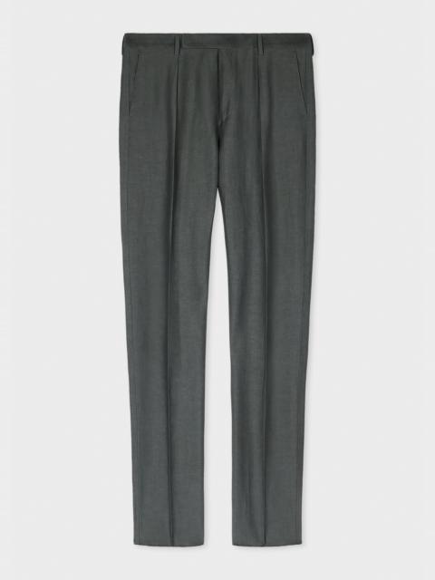 Paul Smith Tapered-Fit Green Linen-Wool Pleated Trousers