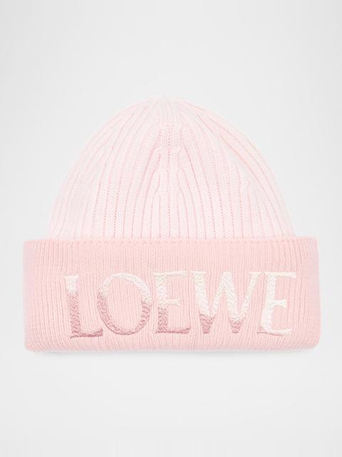 Loewe Logo-Embroidered Rib-Knit Beanie