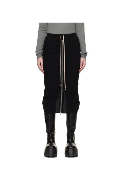 Rick Owens Black Temple Zipped Short Pillar Midi Skirt