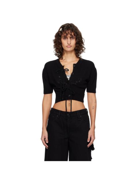 Simone Rocha Black Cropped Cashmere Cardigan