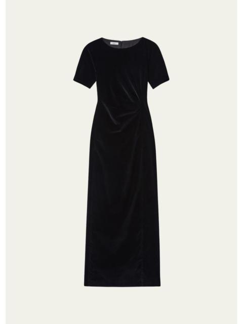 Lafayette 148 New York Pleated A-Line Velvet Gown