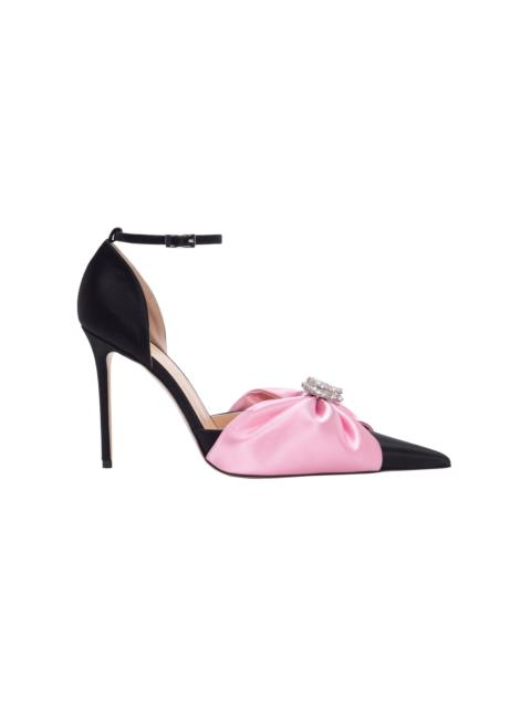 MACH & MACH Double Heart Satin Draped Pumps pink