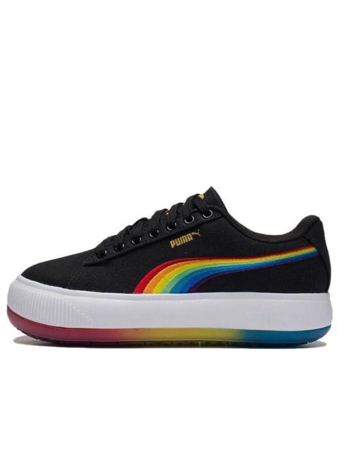 PUMA (WMNS) PUMA Suede Mayu Prism Low Tops Thick Sole Skateboarding Shoes Black 387240-01