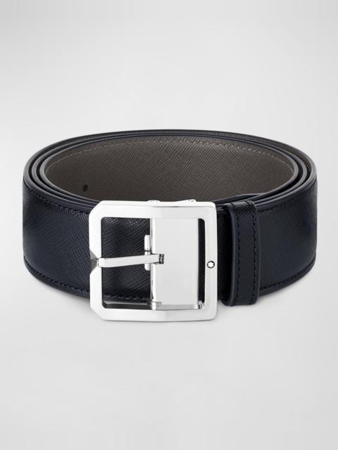 Montblanc Men's Pin Buckle Reversible Leather Belt