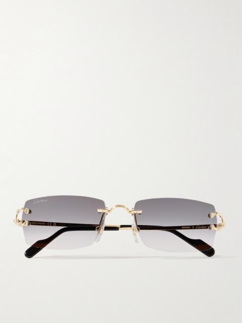 Cartier Signature C Rimless Square-Frame Gold-Tone Sunglasses