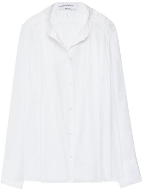 Another Tomorrow organic-cotton gathered voile blouse