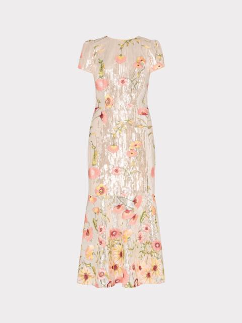 MILLY Tahlia Floral Sequins Embroidery Dress