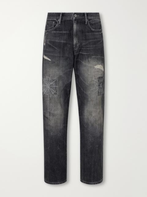 NEIGHBORHOOD Savage Straight-Leg Distressed Embroidered Jeans