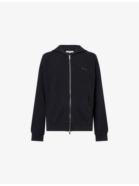 Palmes Waffle-Knit Zip-Up Cotton Hoody