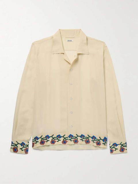 Flowering Liana Embroidered Silk-Crepe Shirt