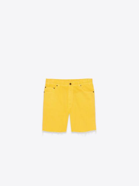 SAINT LAURENT baggy shorts in bright yellow stonewash denim