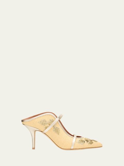 MALONE SOULIERS Maureen Raffia Dual-Band Mule Pumps