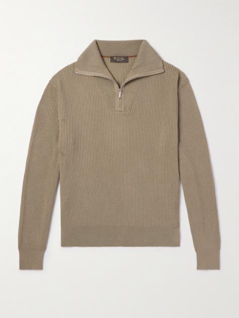 Loro Piana Akan Ribbed Cashmere and Silk-Blend Half-Zip Sweater