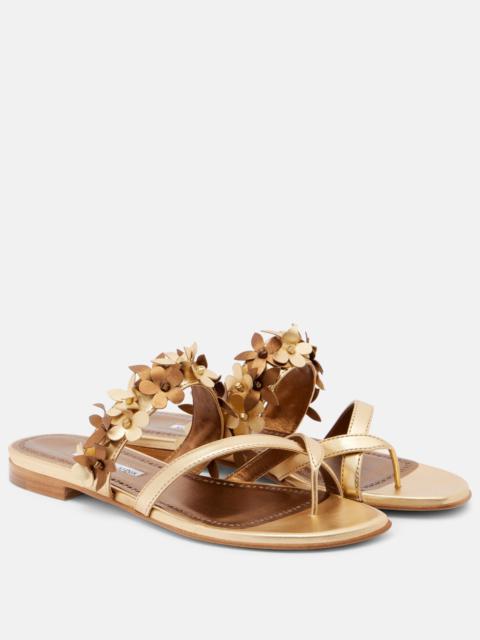 Manolo Blahnik Fiosa metallic leather sandals