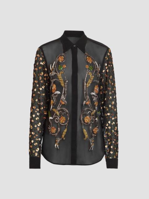 Dries Van Noten Women's Chowy Floral Embellished Sheer Shirt - Black