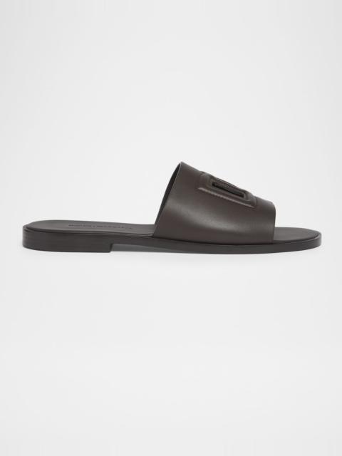 Dolce & Gabbana Men's Calfskin DG Logo Slide Sandals